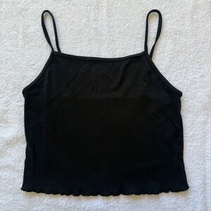 Black Ribbed Spaghetti Strap Tank Top